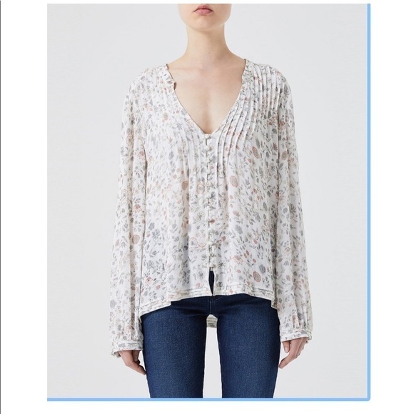 Ag Adriano Goldschmied Tops - AG adriano goldshmeid lightweight white boho floral long sleeve top